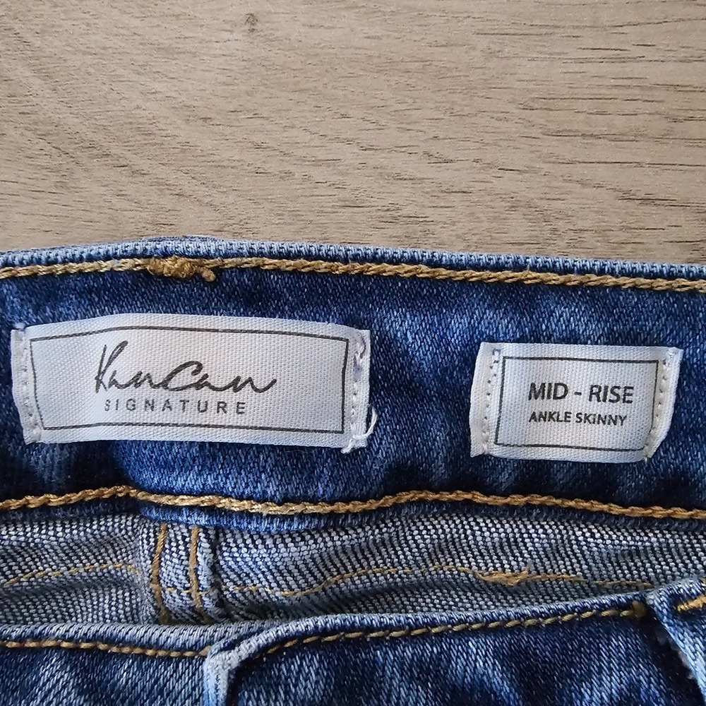 KanCan Signature Womens Distressed Mid Rise Ankle Skinny Jeans Blue 27 - Picture 4 of 8